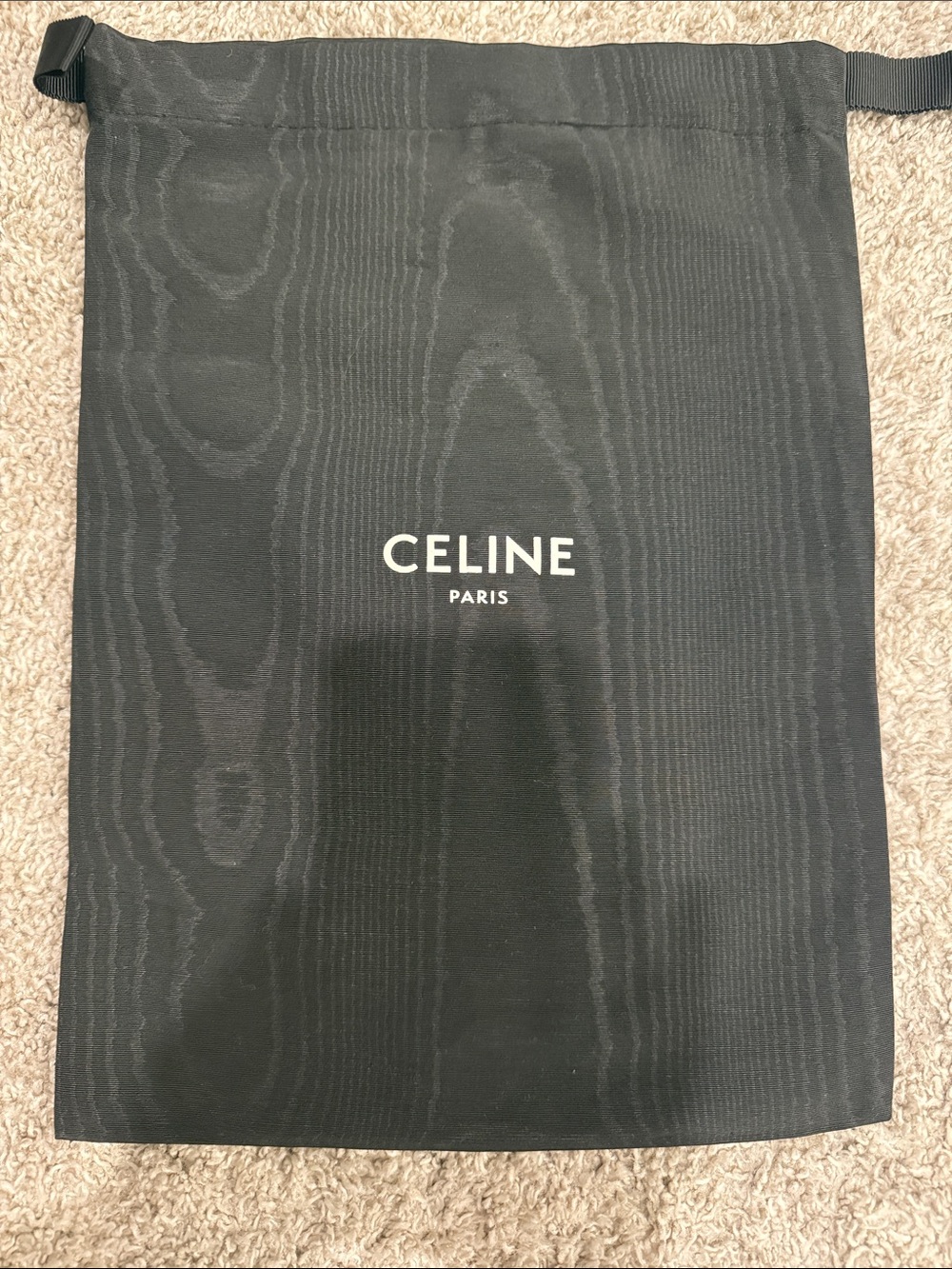 Celine Black Drawstring Logo Dust Bag